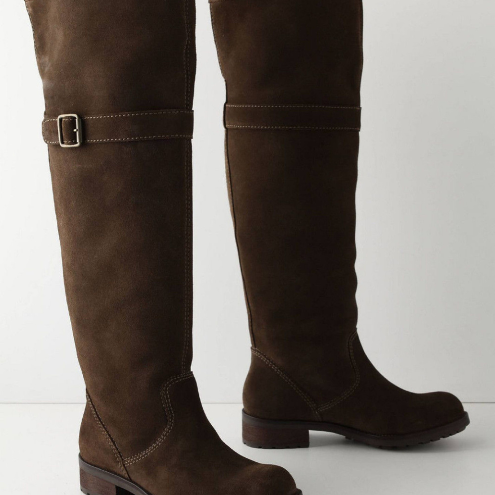 Anthropologie Knee High Dark Brown Suede Boots By Lucky Penny sizes 5, 6.5, 7